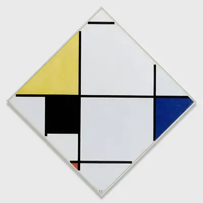 Lozenge Composition with Yellow, Black, Blue, Red, and Gray Piet Mondrian